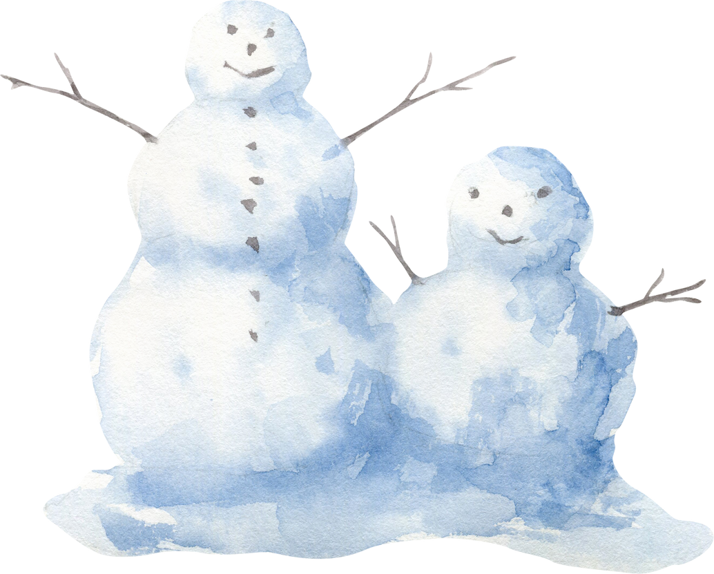 Hand Drawn Watercolor Snowmen