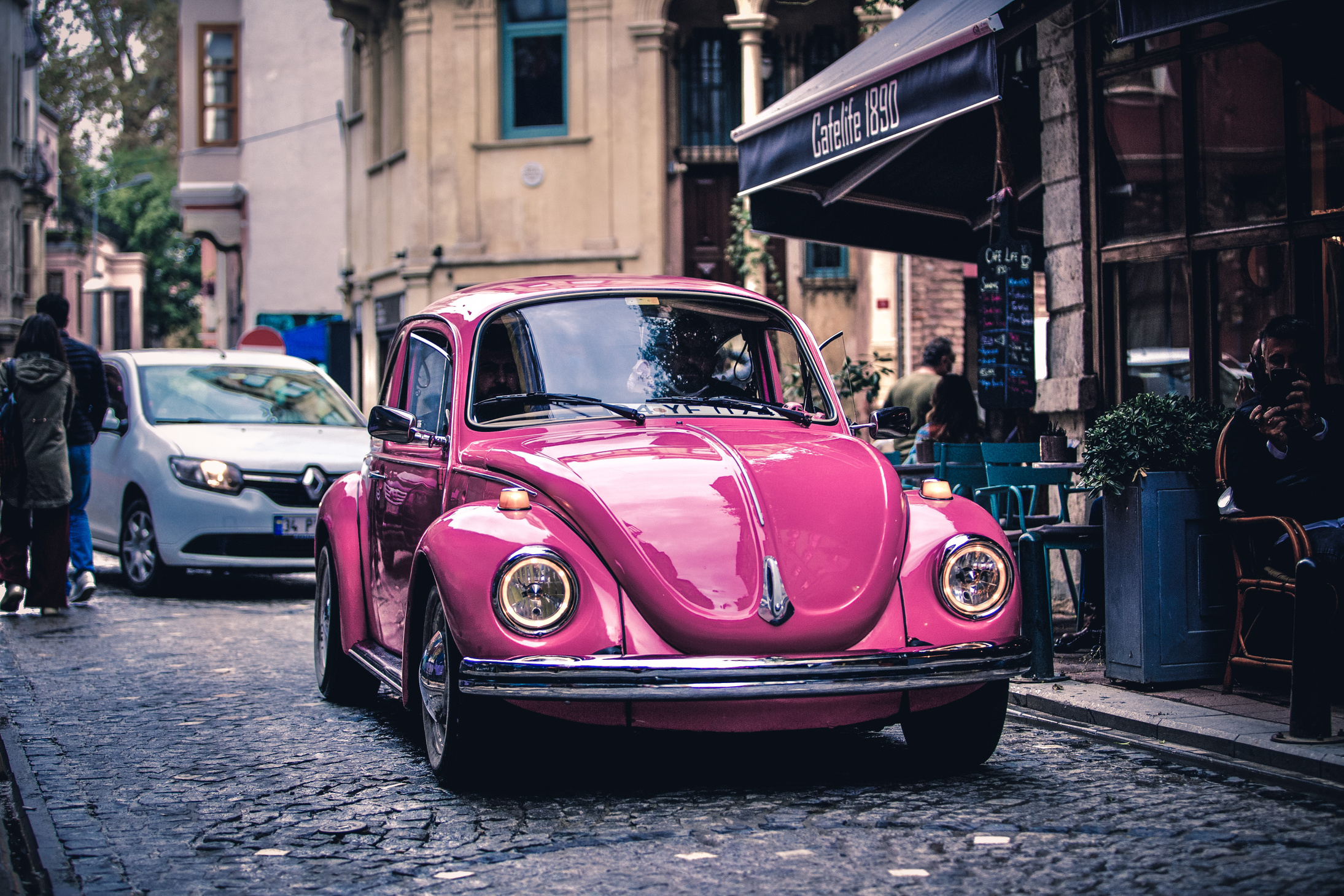 Pink Car Parked on the Street